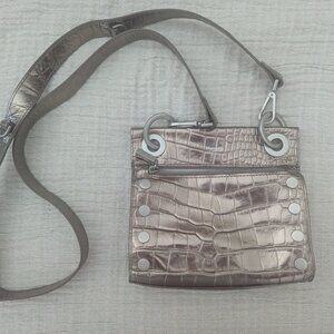 HAMMITT Bronze Croc Embossed Tony with Silver Hardware